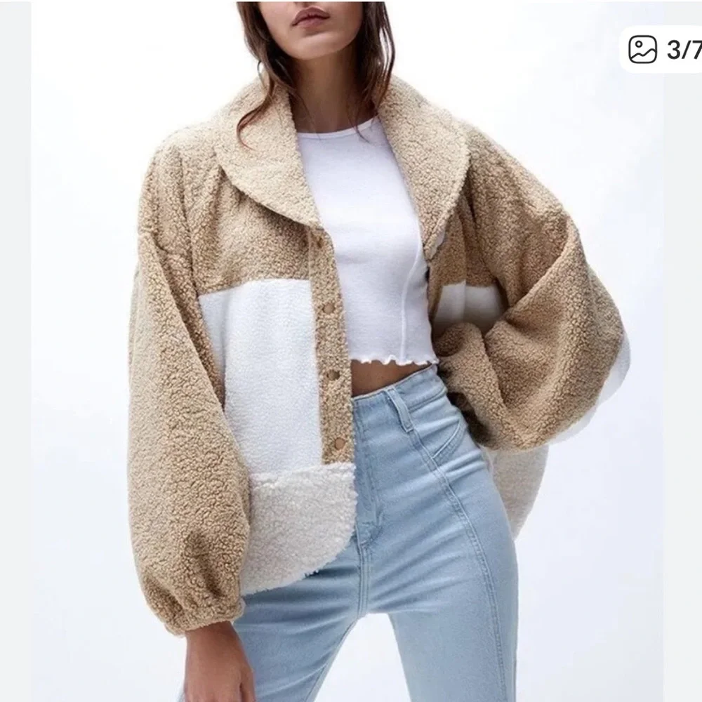 We The Free Tan and White Teddy Jacket - Picture 3 of 6